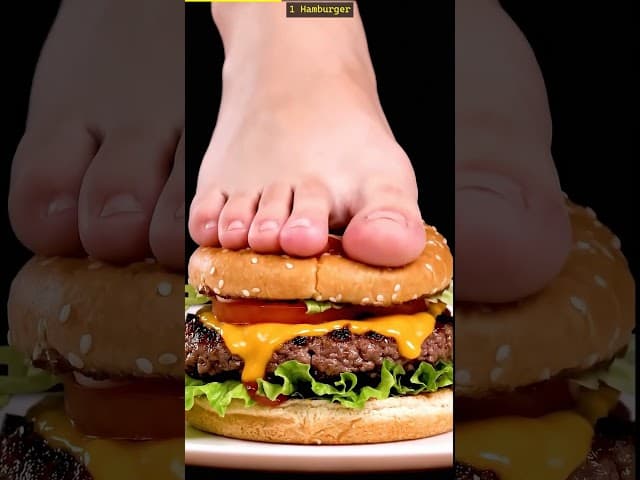 Hamburger thumbnail foot on food